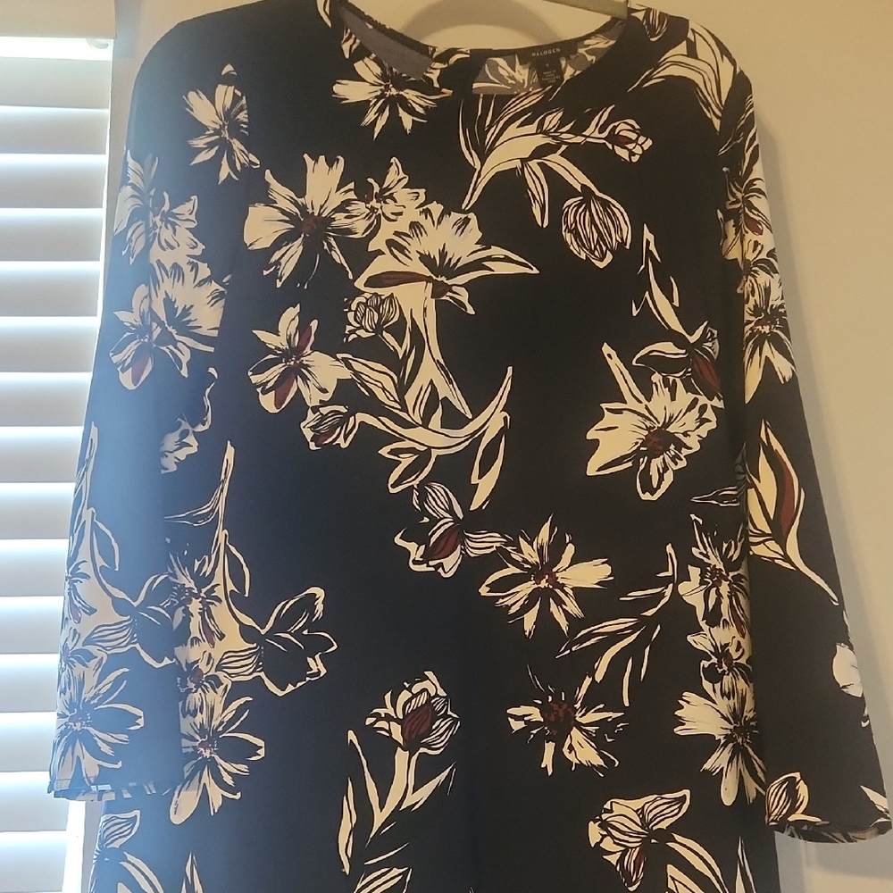 Halogen Navy and White Floral Dress